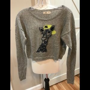 Hollister M/L soft and cozy long sleeve giraffe crop sweater.